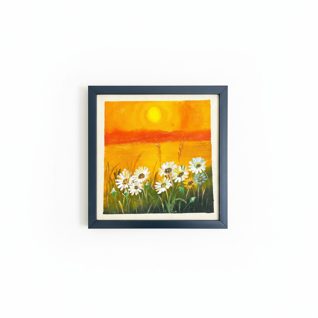 Yellow Hand-Painted Sunflower Painting
