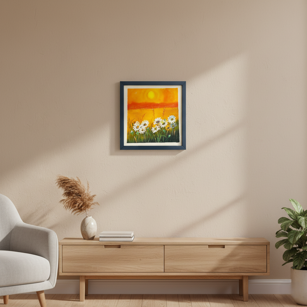 Yellow Hand-Painted Sunflower Painting
