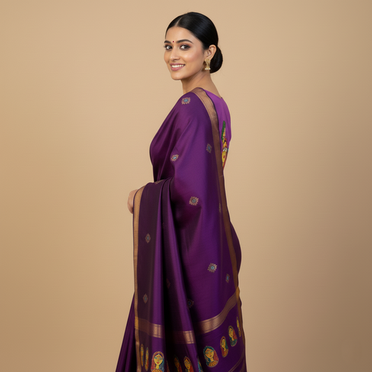 Purple Hand-Painted Rajasthani Blouse
