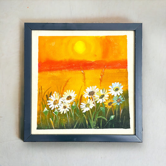 Yellow Hand-Painted Sunflower Painting