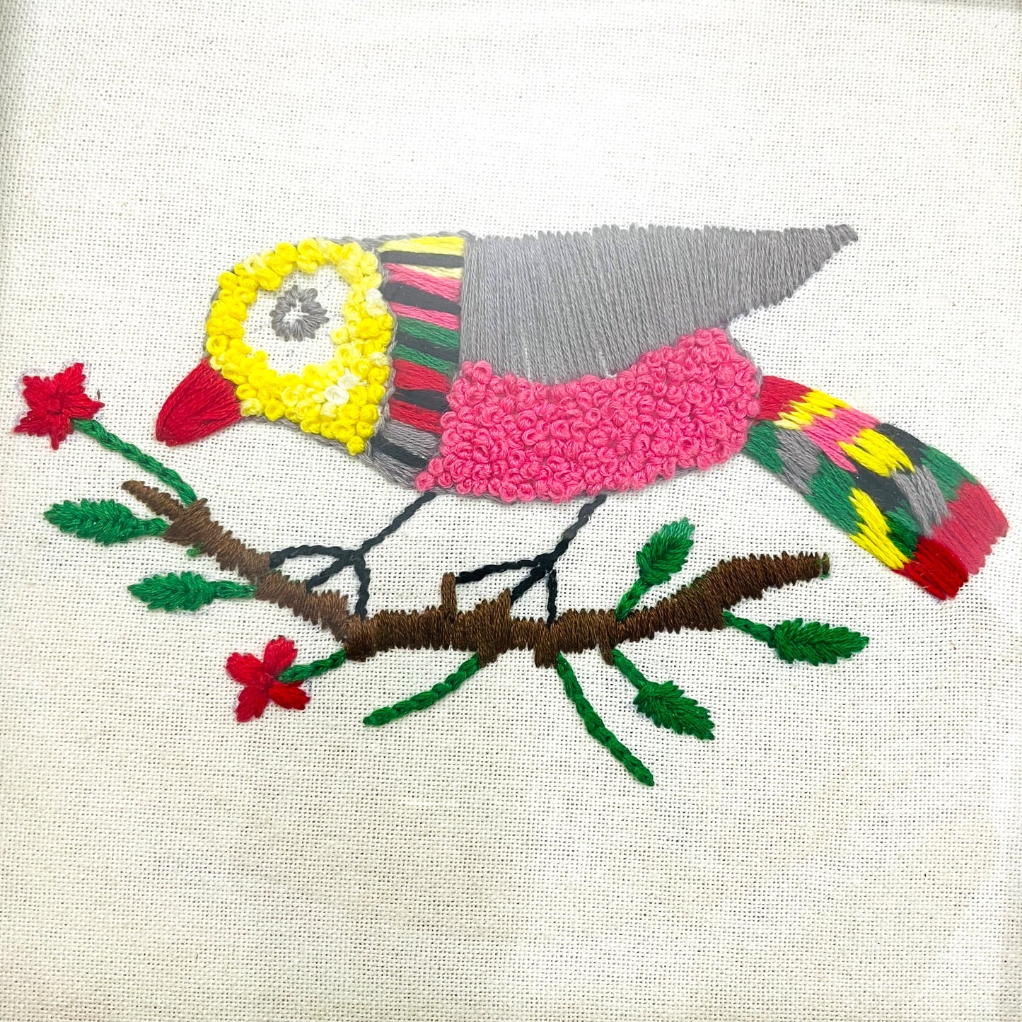 Hand Embroidered Bird Wall Hanging