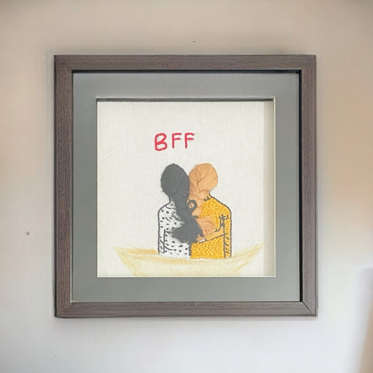 Hand Embroidered BFF Wall Hanging