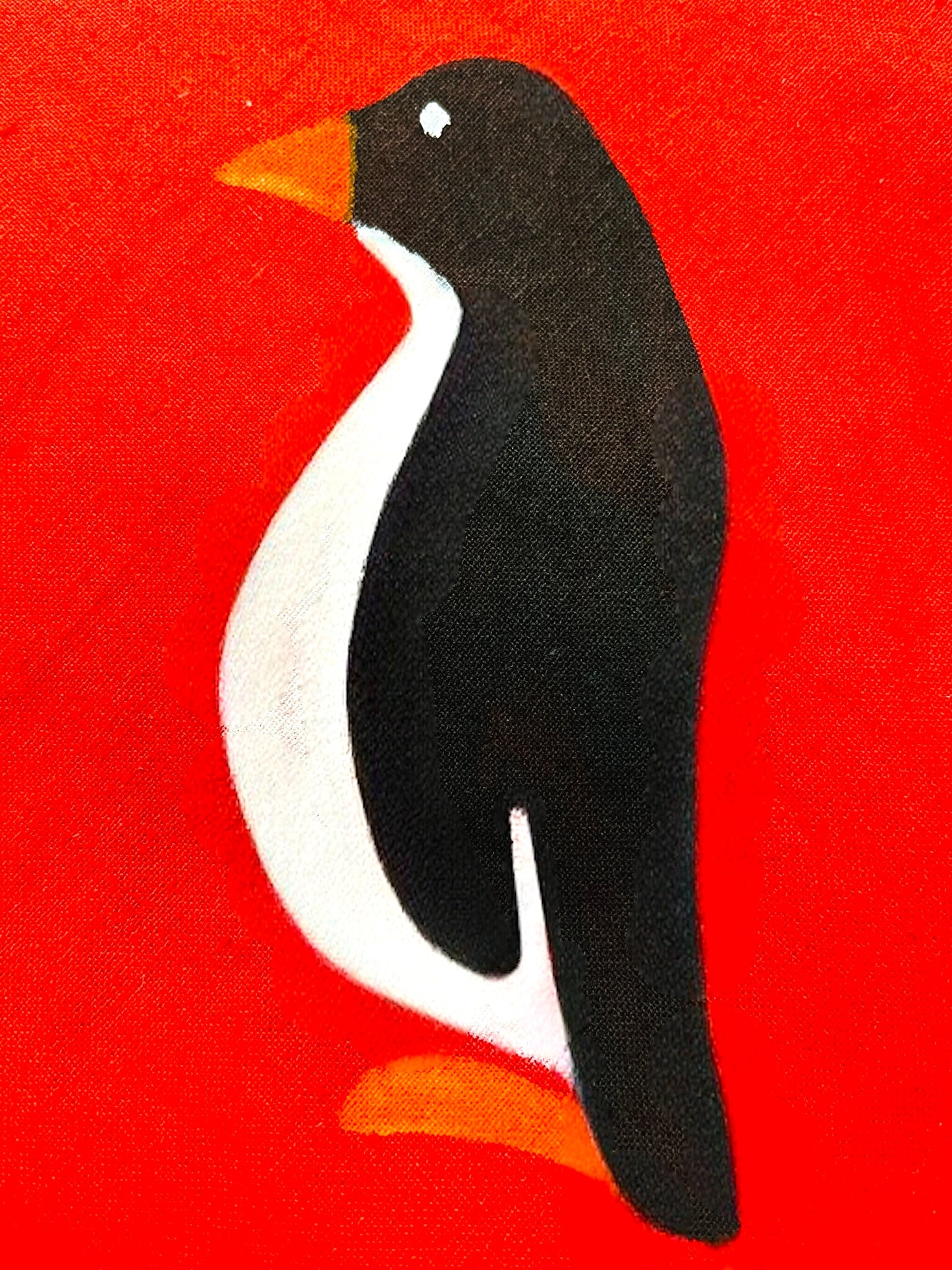 Red Hand-Painted Penguin Wrap Round