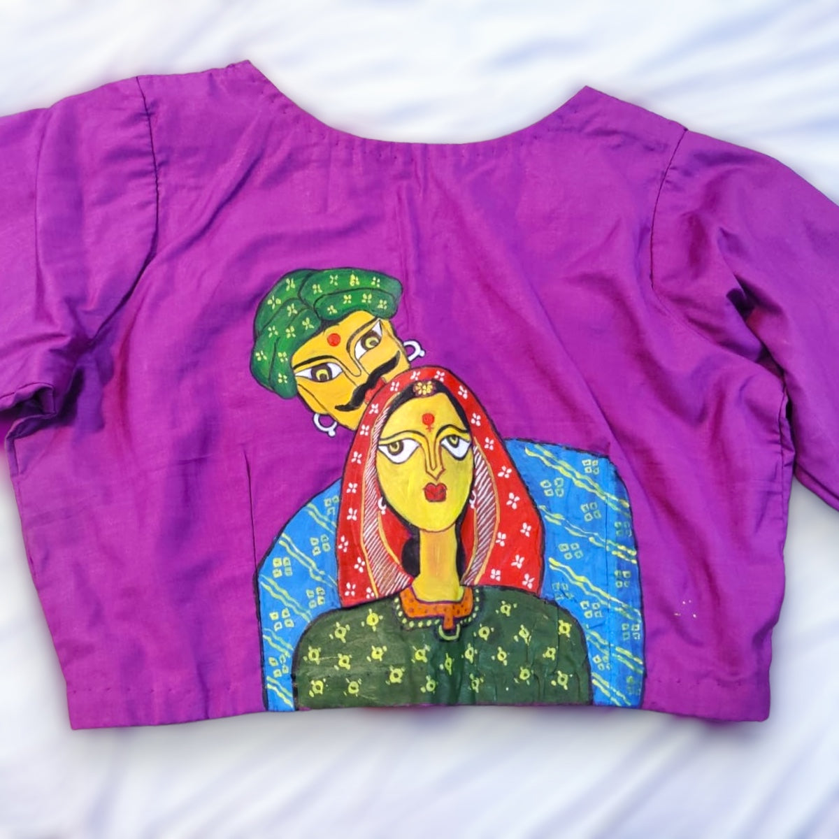 Purple Hand-Painted Rajasthani Blouse