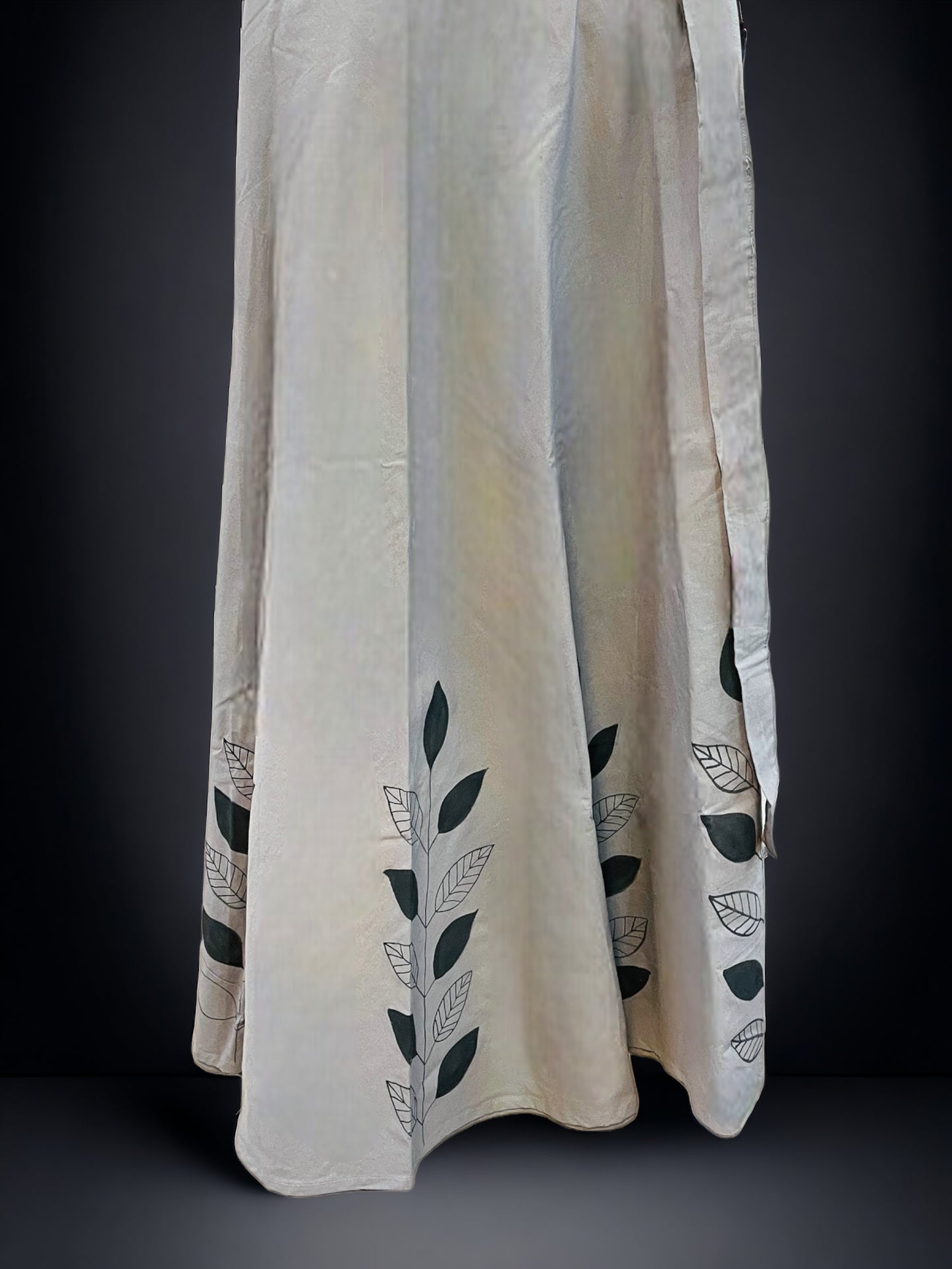 Grey Hand-Painted Leaf Wrap Around